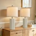 thumbnail image 5 of Oneach Modern Beige Ceramic Table Lamp Set of 2 for Living Room Bedroom 21" Farmhouse Nightstand Bedside Lamps, 5 of 10