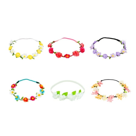 Bundle Monster Womens Silk Floral Hippy Elastic Mini Headband 6pc Mix Design Set