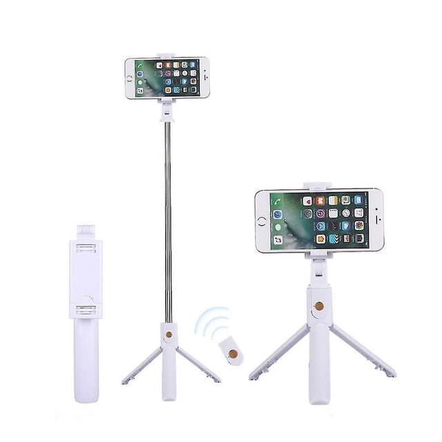 White Bluetooth Selfie Stick, 3 In 1 Mini Tripod Telescopic Smartphone Monopod With Remote Control Aluminum Alloy For Iphone 13 12 11 Pro Max/xs/xr/x/