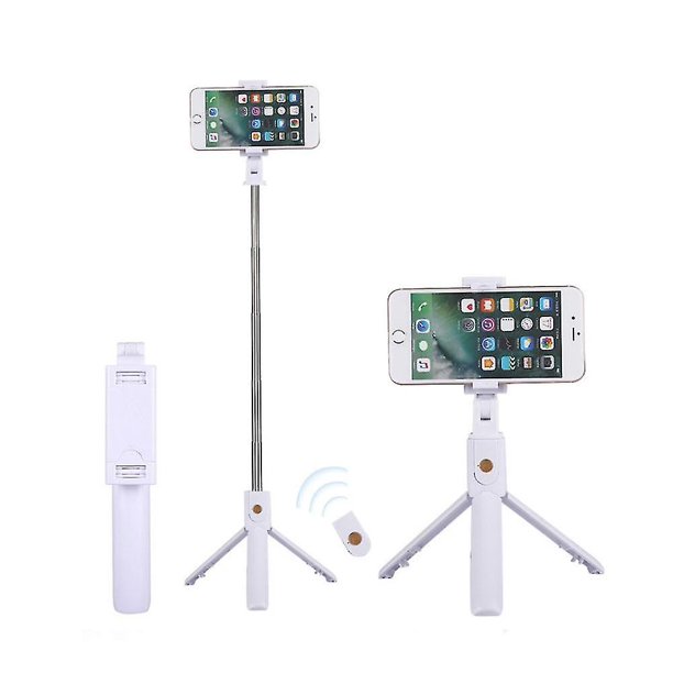 White Bluetooth Selfie Stick, 3 In 1 Mini Tripod Telescopic Smartphone Monopod With Remote Control Aluminum Alloy For Iphone 13 12 11 Pro Max/xs/xr/x/