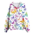 thumbnail image 5 of zaveiop Womens Oversized Hoodies Floral Butterfly Print Full Zip Long Sleeve Fall Sweatshirt Workout Drawstring Jackets with Pockets (Z2-Pink, M), 5 of 7