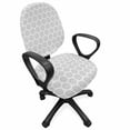 thumbnail image 1 of Floral Office Chair Slipcover, Rhythmic Intricate Ornaments in Greyscale Tones Pattern on Plain Backdrop, Protective Stretch Decorative Fabric Cover, Standard Size, White and Pale Grey, by Ambesonne, 1 of 5