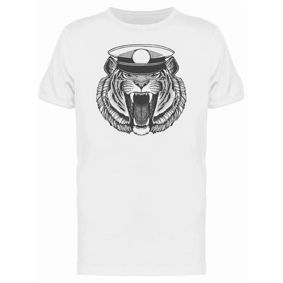 Roaring Tiger Marine Hat T-Shirt Men -Image by Shutterstock, Male Small