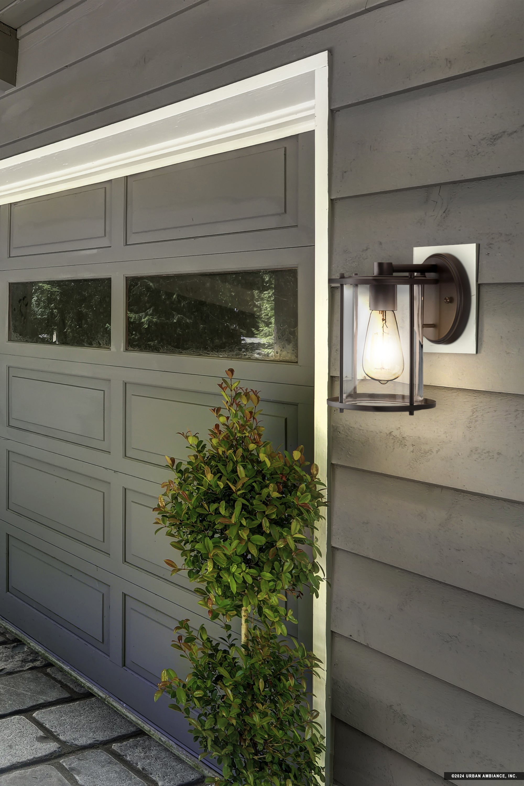 Luxury Farmhouse Wall Sconce, Small Size: 9.5''H x 7.75''W, with Modern Farmhouse Style Elements, Antique Bronze Finish, UHP1525 from the Bankstown Collection by Urban Ambiance