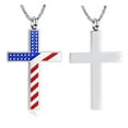 thumbnail image 2 of Cremation Jewelry American Flag Cross Urn Necklace for Ashes for Women Men Religious Cross Ashes Keepsake Memorial Jewelry of Loved One, 2 of 5