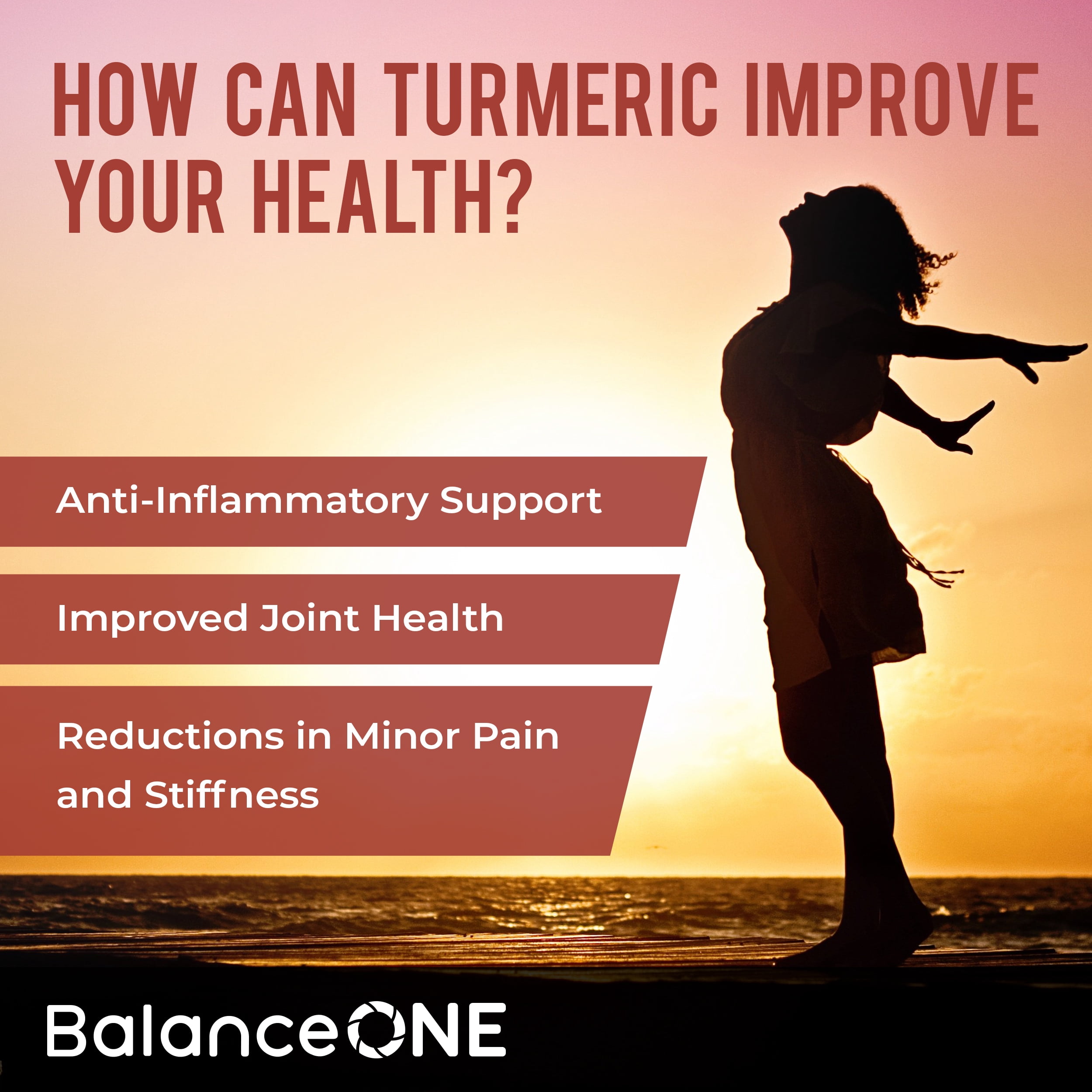 Balance ONE Turmeric Extract 1000mg with Max Strength 95% Curcuminoids - Turmeric Curcumin Supplement for Daily Joint & Immune Support - Ginger Extract and BioPerine - 1 Month Supply