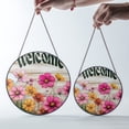 thumbnail image 4 of Cosmos Flowers Home Sweet Home Stained Glass Suncatcher UV Printed Glass Floral Garden Decor Round, 4 of 8