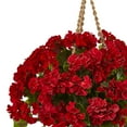 thumbnail image 2 of Nearly Natural 19in. UV Resistant Geranium Hanging Basket Artificial Plant UV Resistant, Red, 2 of 3