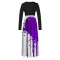 thumbnail image 3 of Dress for Women Casual,3/4 Sleeve Dress,Womens Fashion Printed Long Sleeve Round-Neck Pullover Patchwork Dress, 3 of 5