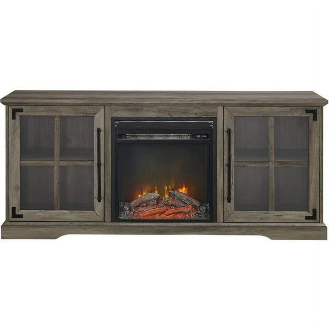 Abigail Console de Cheminée Électrique à LED 2 Portes 60 Pouces en Gris Lavé