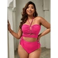 thumbnail image 5 of Women's Plus Size 2 Piece Swimsuit High Waisted Drawstring Halter Bikini Sets Bathing Suits, 5 of 6