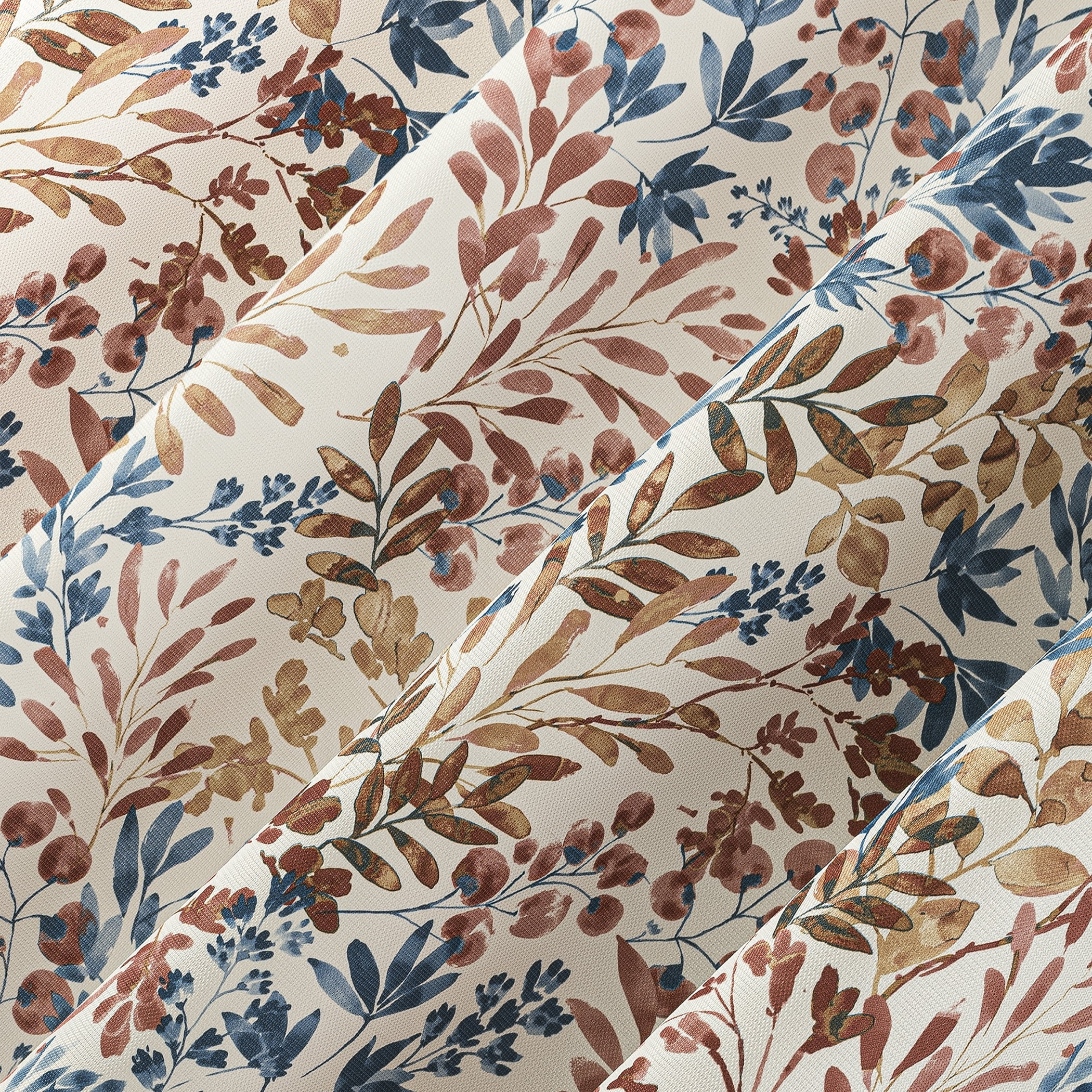 No. 918 Amelie Botanical Print Room Darkening Grommet Curtain Panel, 48"x84", Indigo Blue