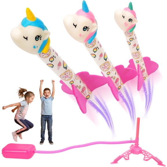 Timber Lulu Unicorn Rocket Launcher for Kids Step On Rocket Toy for Girls 3  Years