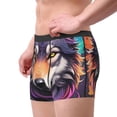 thumbnail image 2 of Balery Colorful Wolf Head A Calzoncillos bóxer para hombre, ropa interior de algodón suave y transpirable con cinturilla de nailon-X-Large, 2 of 5