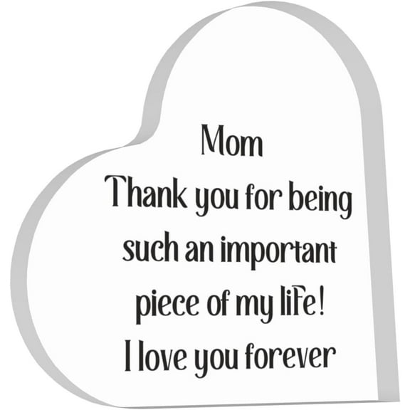 Heart Acrylic Plaque Great Gift for Birthdays for Mom From Daughter Son - I Love You Mom Heart Shape Acrylic Sign - Christmas Cool Gifts - Gift for Mommy 4x4 inch