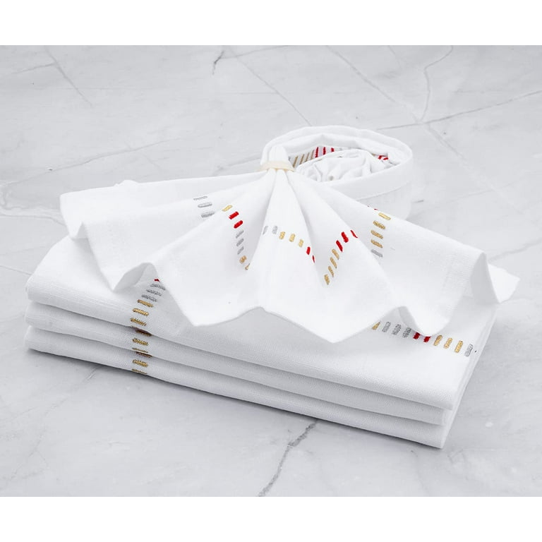 Stitched Line Design Cotton Blend Napkins (Set of 4) - On Sale