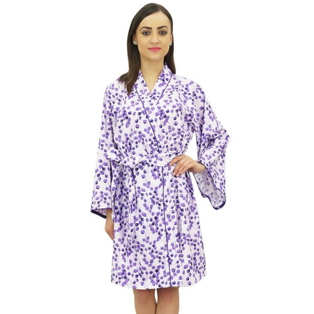 

Bimba Women s Leaf Printed Purple Robe Bridesmaid Kimono Cover Up Wrap - 24