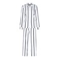 thumbnail image 5 of AOOCHASLIY Women Suits Women‘s Fall and Winter Casual Stripe Long Sleeve Lapel Button Top Pocket Pants Two-Piece Set, 5 of 5
