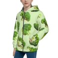 thumbnail image 2 of Pofeuu Broccoli 3 Print Teenage Zipper Hoodie Sweatshirts Hooded Casual Jackets With Pocket For Boys Girls-Small, 2 of 6