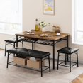 thumbnail image 2 of Elegant 4-seater dining set: forrado bench & square stools con almacenamiento, perfect para compact apartments, rustic brown finish, 2 of 9