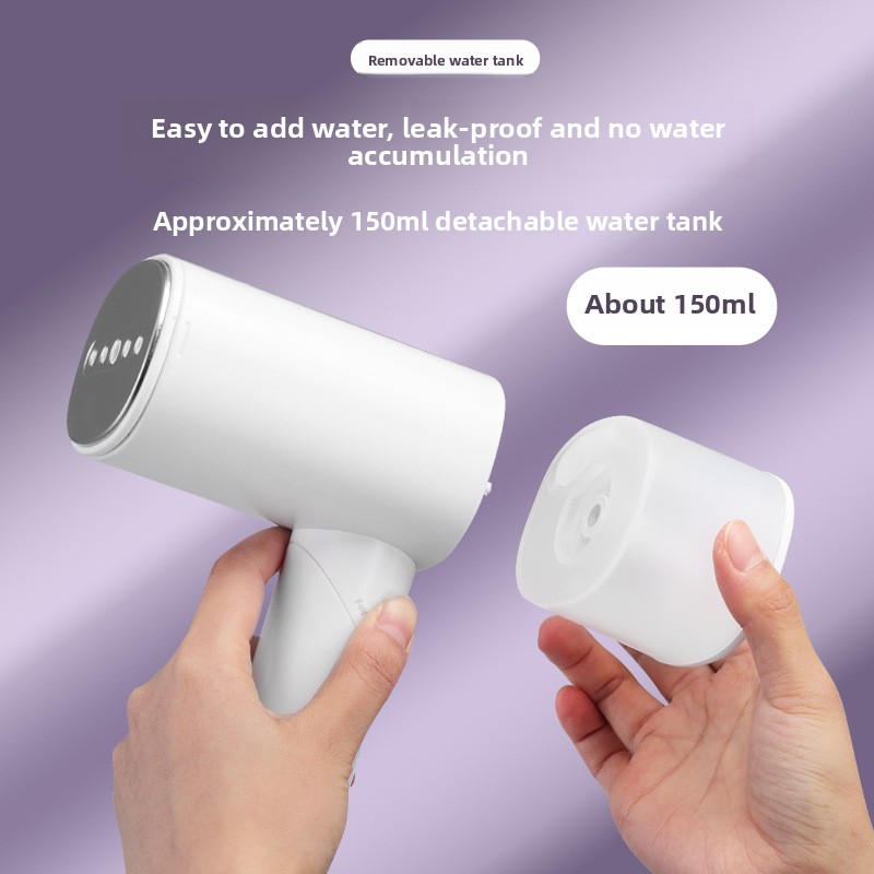 Hand-held folding clothes iron, small household steam ironing machine, removable 150ml water tank, 5 air outlets, quick wrinkle removal.