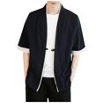 thumbnail image 2 of pstuiky Camisa de manga corta para hombre, Camisa de manga corta con cuello alto y botones sueltos informales de color liso para hombre camisas casuales para hombre xxxxxl, 2 of 7