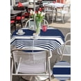 thumbnail image 4 of Outdoor Tablecloth with Umbrella Hole & Zipper, Navy Blue Striped Round Tablecloth 54 Inch, Modern Color Block Farmhouse Stripes Patio Table Cover Waterproof Table Cloth for Picnic/Party, 4 of 7