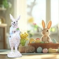 thumbnail image 6 of Artificial Flocked Bunny Standing Sculpture Easter Garden Decoration Holiday Tabletop Home Decor Green Resin Rabbit Ornament(Blue), 6 of 6