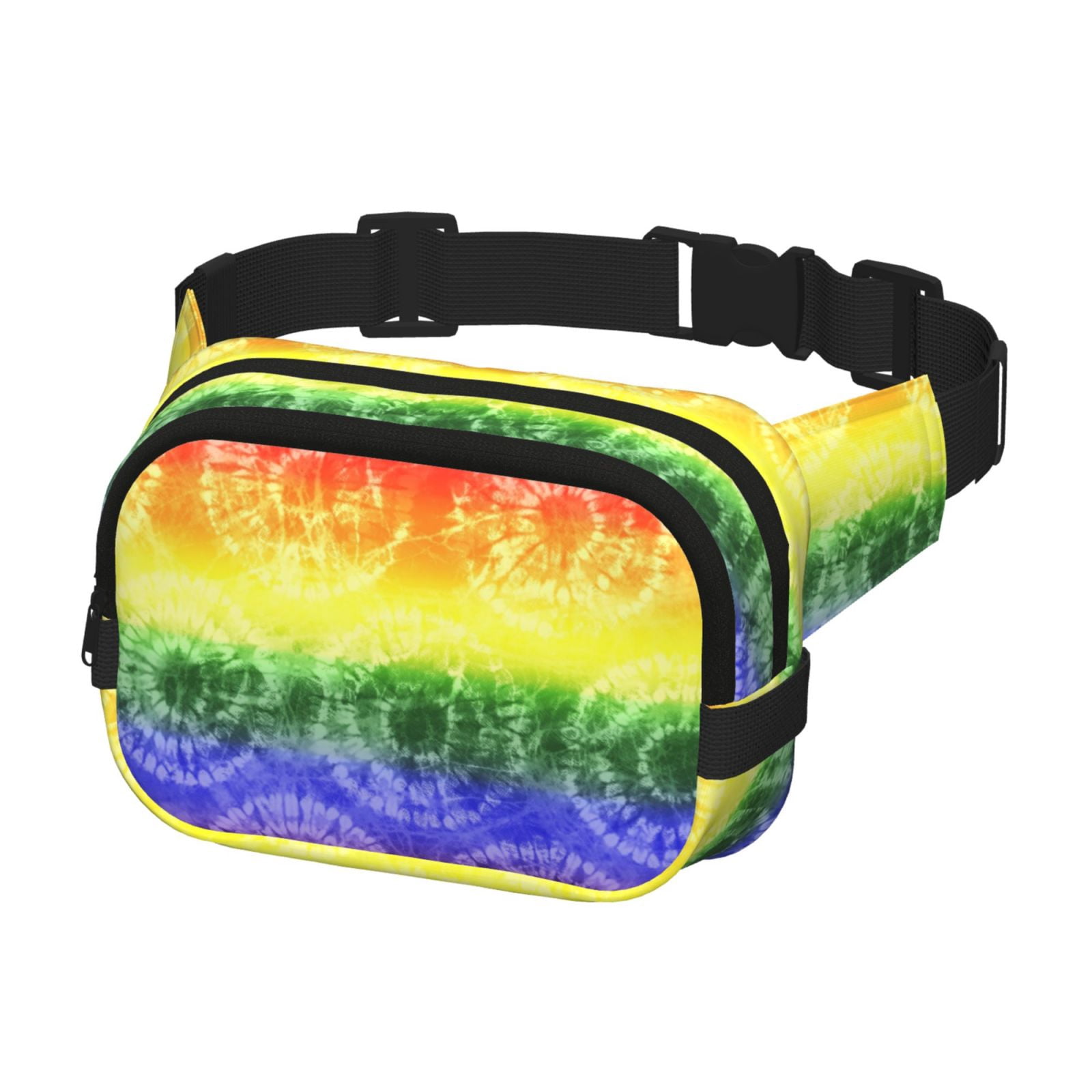 Fuzoiu Colorful Tie Dye Print Unisex Square Double Layer Waist Bag,Crossbody Fanny Pack Travel Workout Accessory
