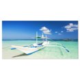 thumbnail image 2 of Boat in Blue Sea Water - Seascape Canvas Art Print, 2 of 3