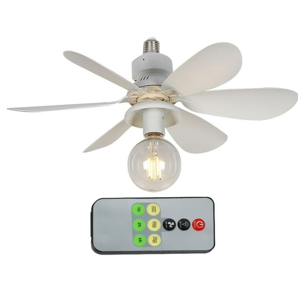 Ventilador de techo Lámpara LED E27 Base 42cm E27 Socket Fan Luz LED Bombilla LED Ventilador de techo
