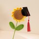 thumbnail image 5 of Girasol de ganchillo hecho a mano con birrete de graduación | Ramo de flores artificiales de punto sonriente | Regalo de graduación para estudiantes, 5 of 6
