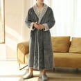 thumbnail image 2 of Men's Bathrobes Mens Flannel Towel Bathrobes Coral Velvet Couple Bathrobe Extra Thick Long Men Robe Grey XL, 2 of 4