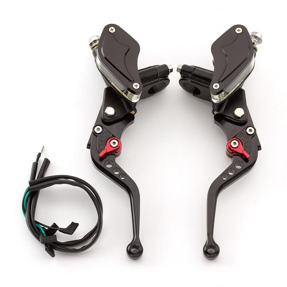 7/8" 22mm Motorcycle Master Cylinder Reservoir Dual Hydraulic Brake Clutch Lever  for  50-300cc Sport Street Bike Scooter Black