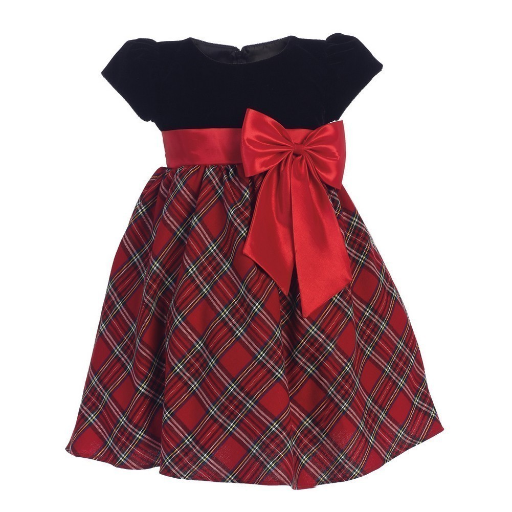 black plaid vintage holiday dresswith side bow, months. 12-18 A most adorable little girl red