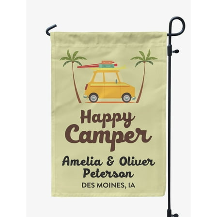Printtoo Tan Happy Camper Family Camping Car CampingFlagCustom Personalized Camping Flags For Campers Double Sided CampsiteFlag