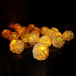 LOLIPPYY 1Pcs 250Cm Length Led Rattan Ball String Lights for Christmas Wedding Party Decorative Lighting Yellow