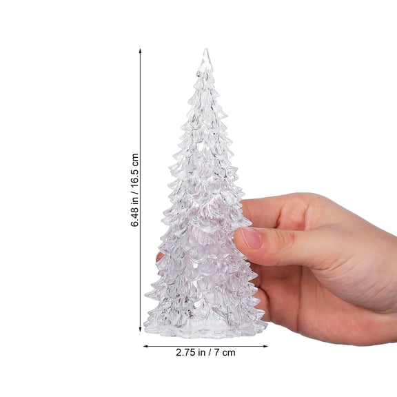 Set of 3 Clear Acrylic LED Christmas Tree Tabletop Decorations with Glitter, Night Light for Party Centerpiece and Holiday Gift