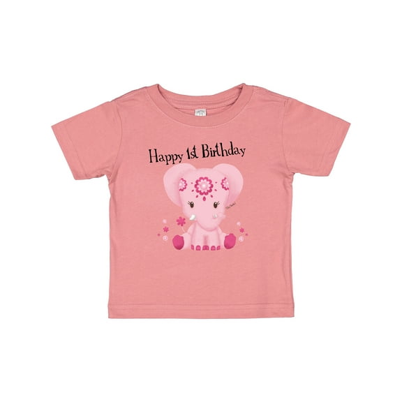 Inktastic Aditi 1st Birthday Elephant Pink Cute Boys or Girls Baby T-Shirt