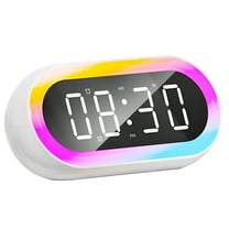 GJX Digital Clock,Smart Alarm Clocks with Bluetooth-Compatible Speaker,Led Large Screen Display Bedside Clock,Dual Alarm,Night Light,Voice-Activated Sensor,USB Powered
