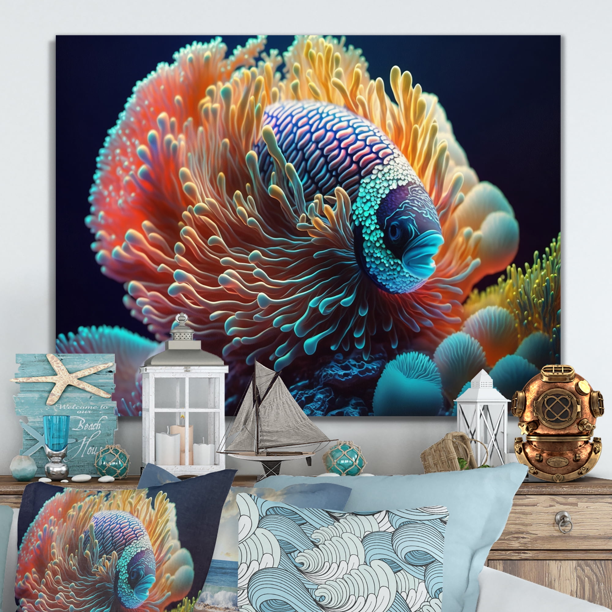 Designart Fish In The Ocean I Canvas Wall Art