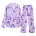 thumbnail image 4 of CQXIDFH Pajamas for Women Patterned Long Sleeve Pajama Set Button Down with Pockets Comfy Fall Sleepwear 2 Piece Pjs Casual Lounge Home Wear, 4 of 4