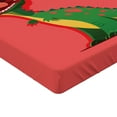 thumbnail image 2 of Ambesonne Dinosaur Fitted Sheet, Cartoon Prehistoric, Full Size, Coral Green Yellow, 2 of 3
