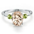 thumbnail image 3 of Gem Stone King 14K White Gold Peach Morganite and Green Peridot Engagement Ring for Women | 2.24 Cttw | Oval 10X8MM | Gemstone October Birthstone | Size 9, 3 of 6