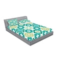 thumbnail image 2 of Ambesonne Green Fitted Sheet & Pillow Sham Set, Geometric Colored Tiles, Full, Green Teal White, 2 of 2