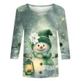 thumbnail image 4 of Womens Christmas Tops Casual Snowman Holiday Tees 3/4 Sleeve Round Neck Fall Tops Tshirts Fall Fashion Must Haves My Items, 4 of 5