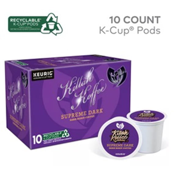 Killah Koffee Supreme Dark Roast Coffee K-Cup Pods, 10 Count, 100% Arabica, Bold & Smooth
