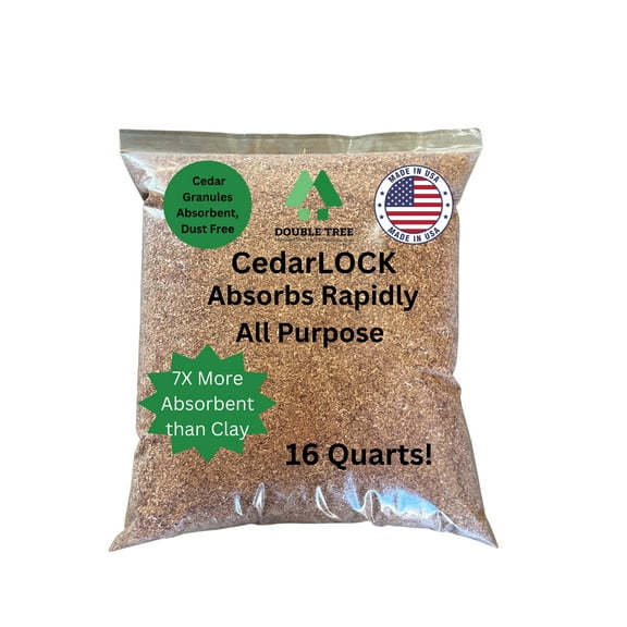 CedarLock Oil Absorbent–Nature’s Heavy-Duty Spill Solution Made from 100% pure incense cedar |Oil Spill Kit Granules-16 Quart 1 Bag 8 LBS, Organic Granules All Purpose Oil Absorbent