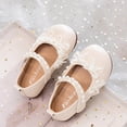 thumbnail image 6 of Viluyesy Girls’ Spring Summer Mary Jane Shoes – Pearl-Embellished Floral Bowknot Dress Shoes for Formal, Party, and Everyday Wear Beige Size 10.5, 6 of 8