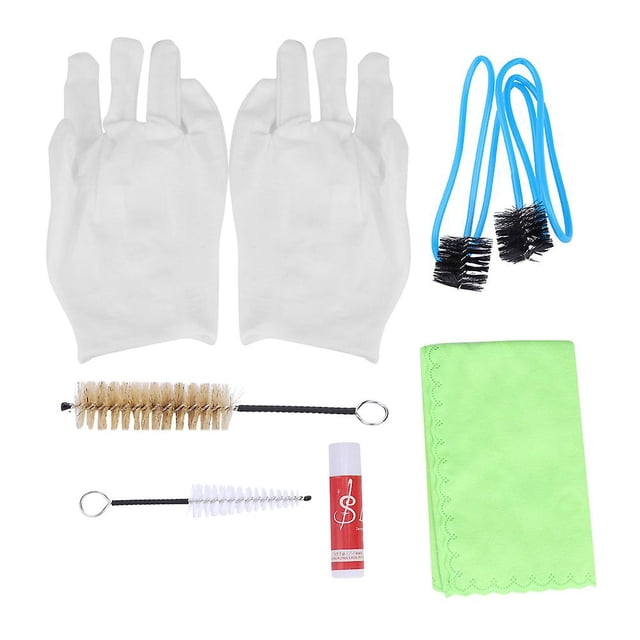 Kit de nettoyage pour trompette, trombone, tuba, cor, outil avec chiffon de nettoyage, brosse, gants